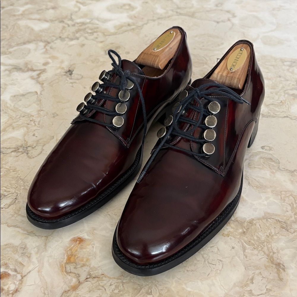 Pertini Patent Leather Lace-Up Dress Shoes Burgundy - As New